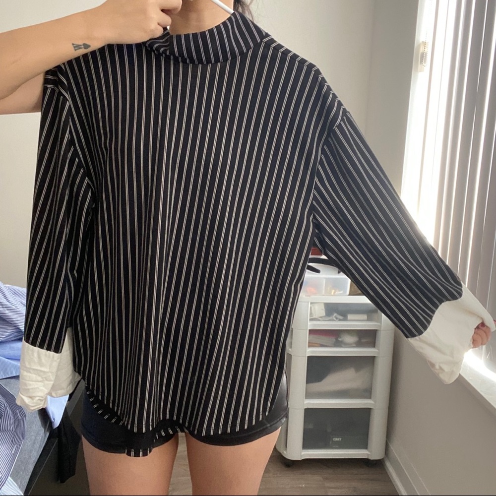 Zara high neck top with contract sleeves